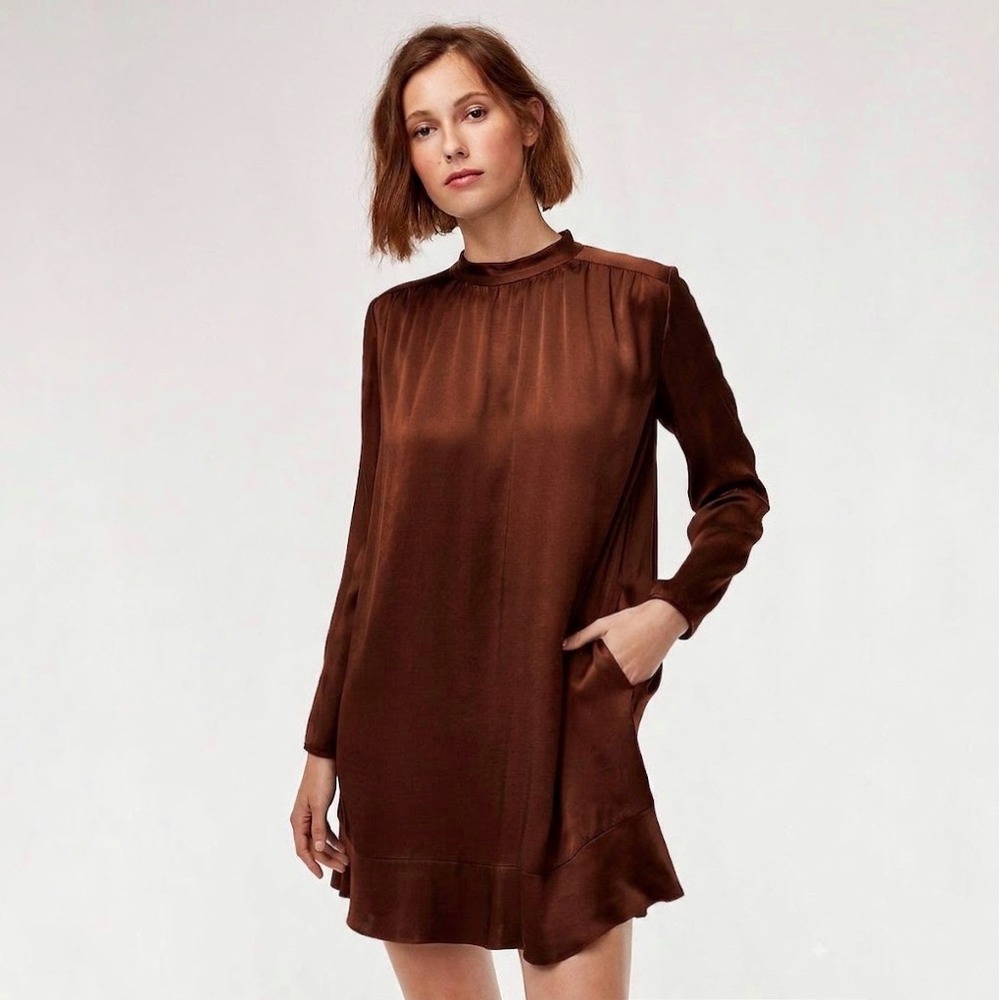 Aritzia | Little Moon | Honeysuckle Long Sleeve Mock Neck Mini Dress Size S